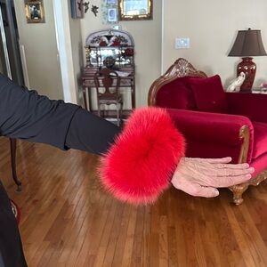 Vibrant Red Real Fox Fur Cuffs